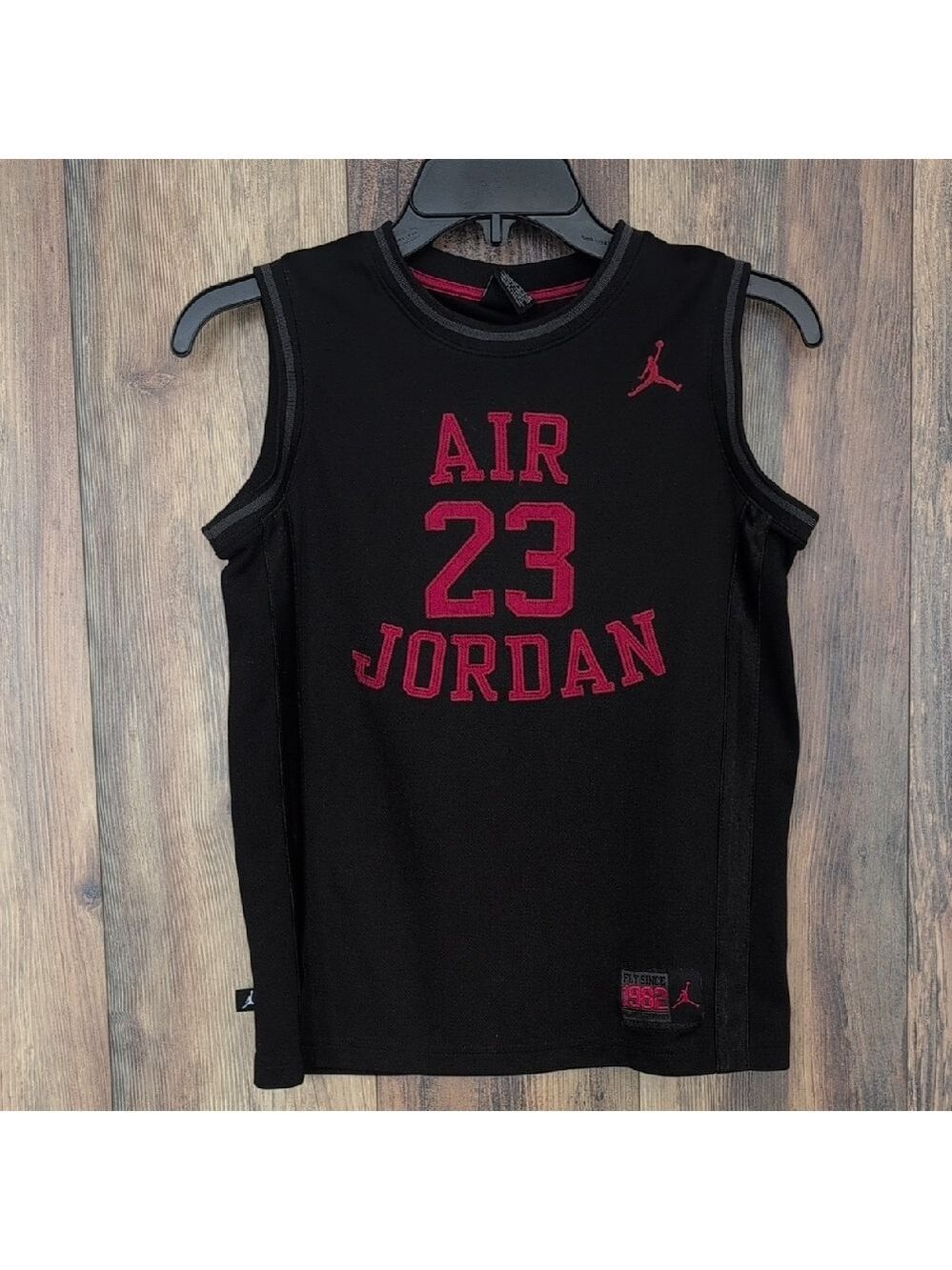 Air Jordan Boys Black and Red Air 23 Tank Basketball Jersey M              M282